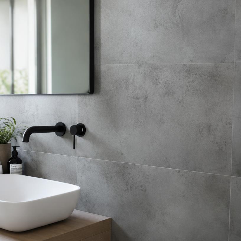 Bagno con finitura effetto cemento