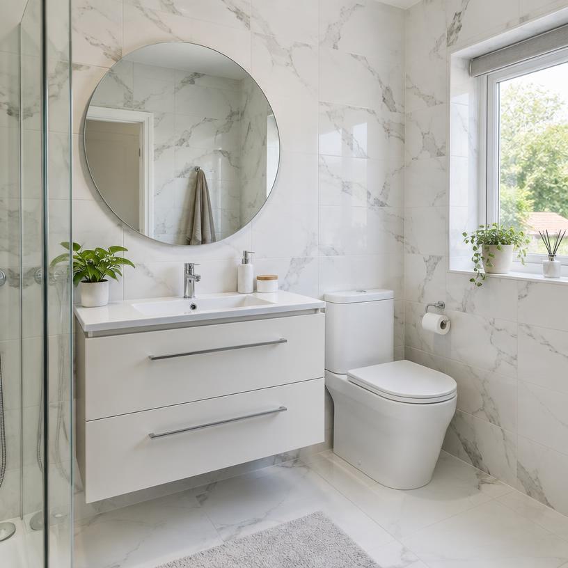Bagno con finitura effetto marmo