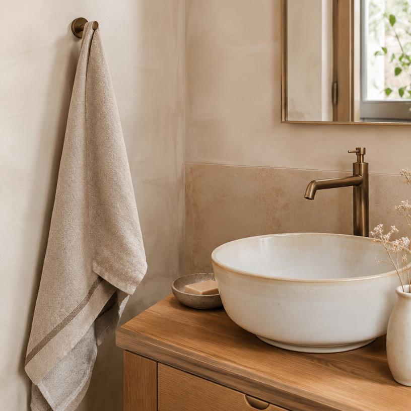 Bagno con finitura toni naturali